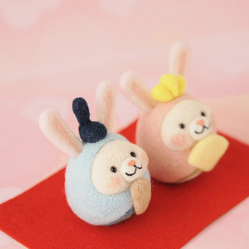 受注製作】うさぎのお雛様＊ひな人形＊ひな祭り 羊毛フェルト