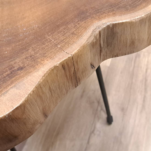 送料無料】#17 チーク 切り株 木目天板 鉄脚テーブル サイドテーブル