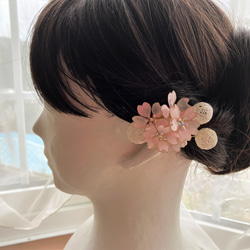送料無料　桜と糸玉のクリップ付きコサージュ 2枚目の画像
