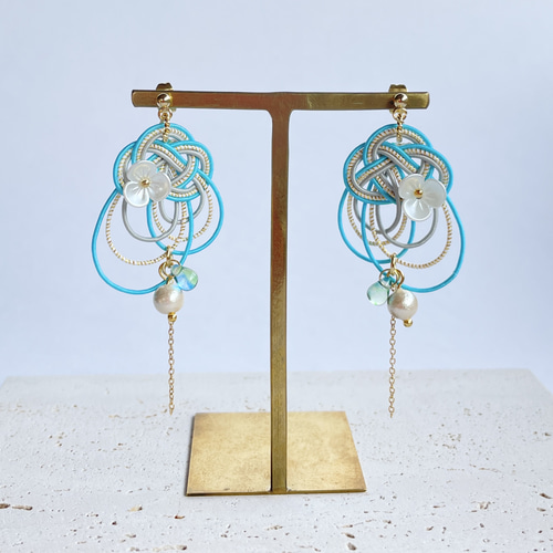 蝶】水引のピアス／イヤリング ピアス（フック・チェーン