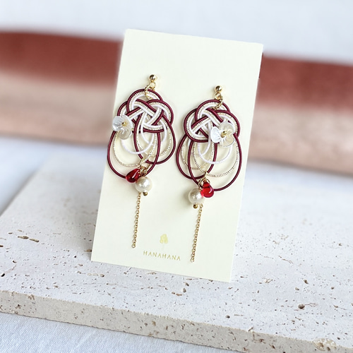 蝶】水引のピアス／イヤリング ピアス（フック・チェーン