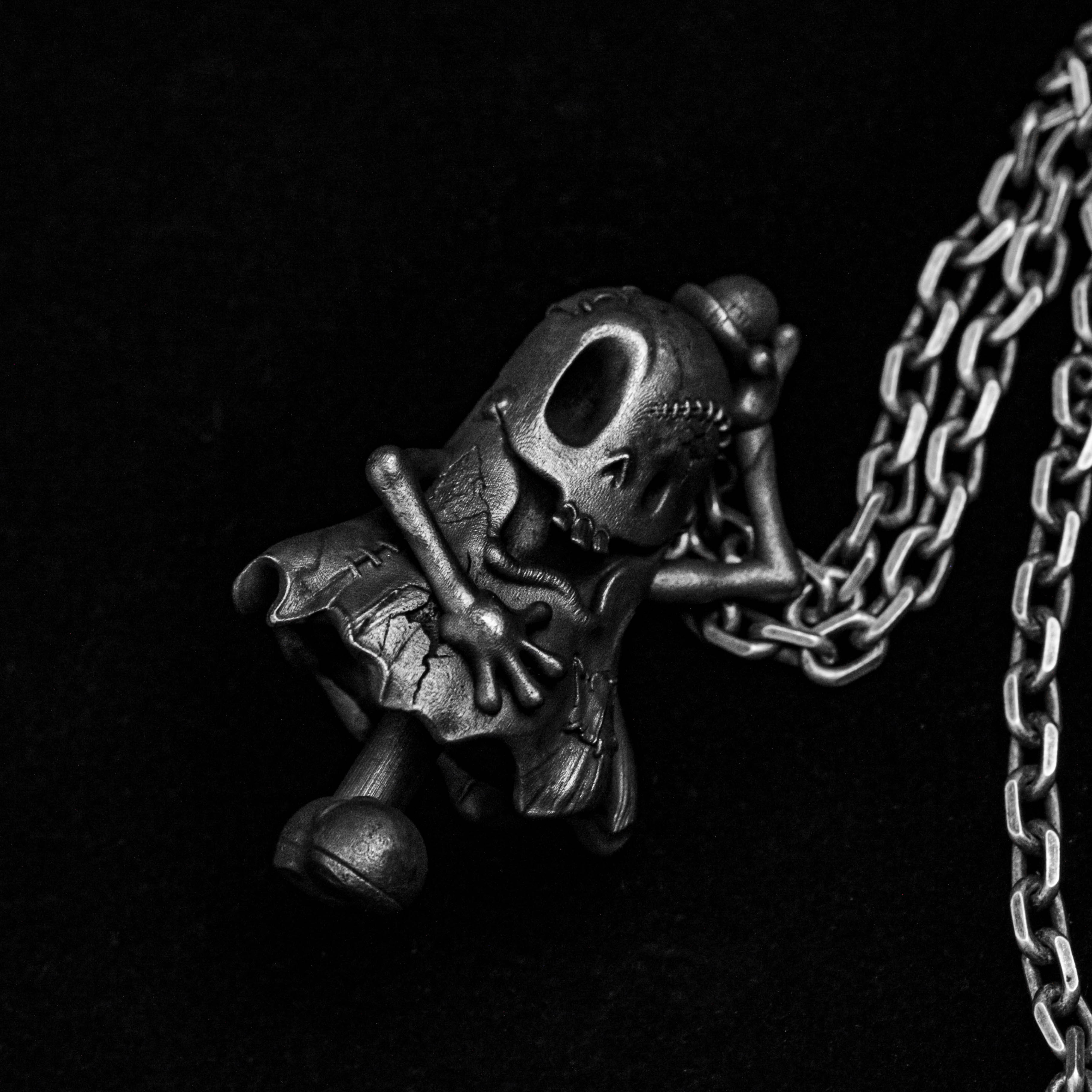 笑顔の象徴ネックレス - 男性用ペンダント - カップル用シルバーペンダント - 悪魔のネックレス - 酸化ジュエリー