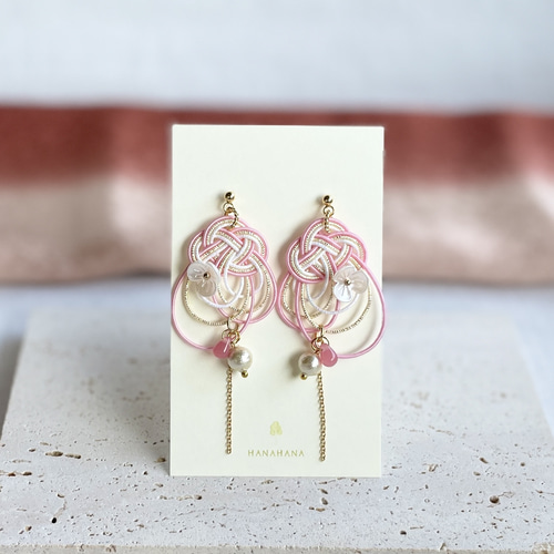 蝶】水引のピアス／イヤリング ピアス（フック・チェーン） HANAHANA