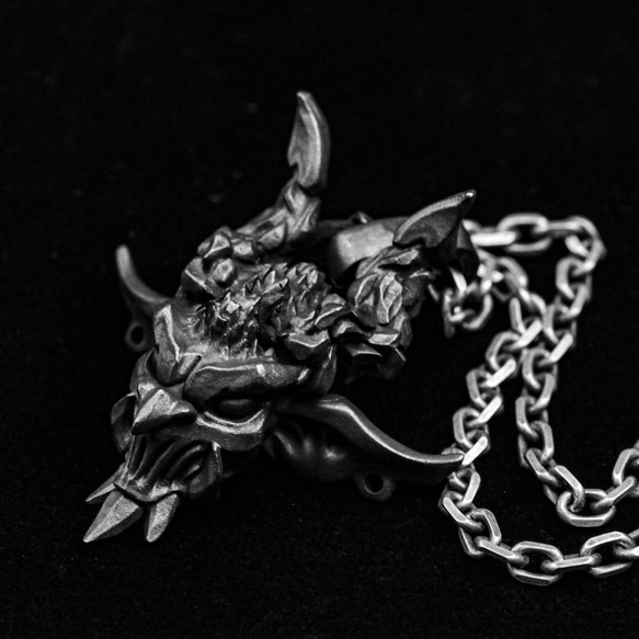 地球妖精のペンダント-銀ネックレス-メンズシルバーネックレス-頭蓋骨のシルバージュエリー-手作りの職人技-悪魔の宝石類 2枚目の画像