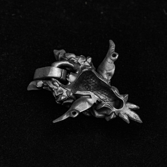 地球妖精のペンダント-銀ネックレス-メンズシルバーネックレス-頭蓋骨のシルバージュエリー-手作りの職人技-悪魔の宝石類 4枚目の画像