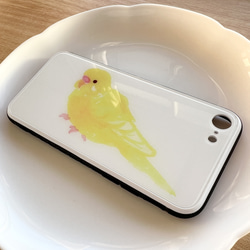 p-jet　セキセイインコ　ルチノー　（強化ガラス　スマホケース  iPhone ） iPhone15　/ 鳥 インコ 3枚目の画像