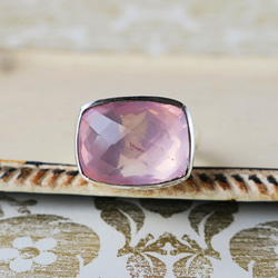 ローズクォーツSVオープンリング Rose quartz free size ring 1枚目の画像