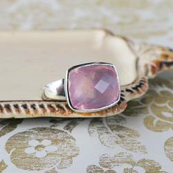 ローズクォーツSVオープンリング Rose quartz free size ring 2枚目の画像