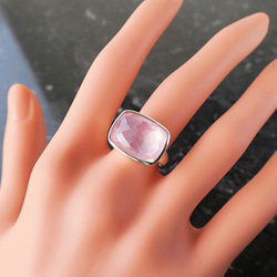 ローズクォーツSVオープンリング Rose quartz free size ring 6枚目の画像