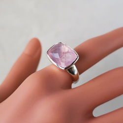 ローズクォーツSVオープンリング Rose quartz free size ring 5枚目の画像