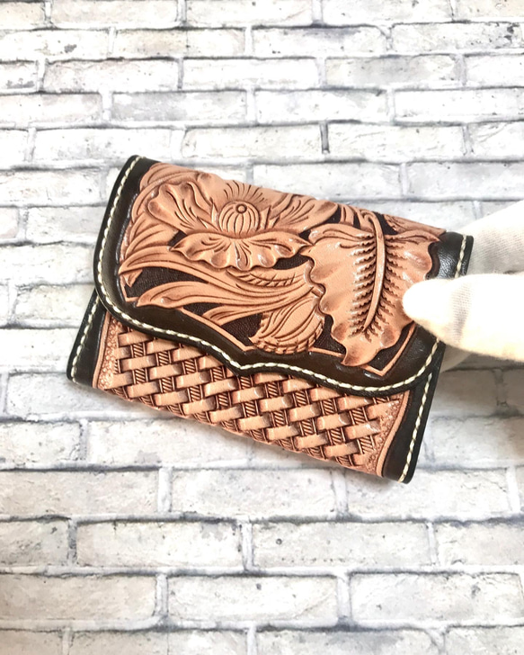 marie/レザー名刺入れ/カードケース/レザーカービング/父の日 