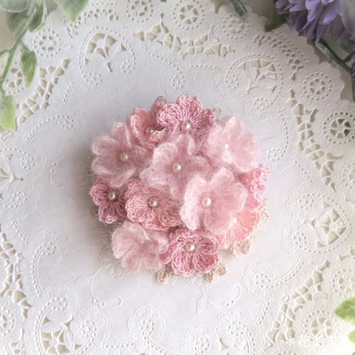 レース編み 桜のブローチ～吉野桜～ ブローチ 花てまり 通販 15297708