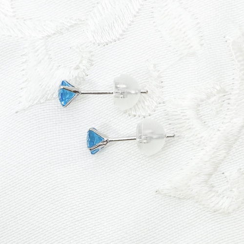 pt900 ブルートパーズ ピアス 一粒 4mm シンプル 水色 プラチナ