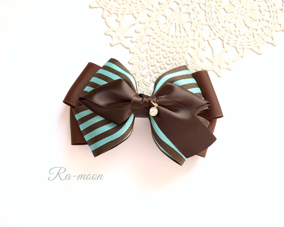 ＊chocolate mint＊大人可愛いリボンバレッタ 1枚目の画像