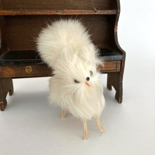 昭和のレトロふわふわのリアルファー犬 ギスピッツ人形 ギフト 犬好き