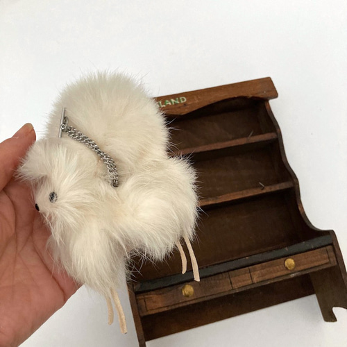 昭和のレトロふわふわのリアルファー犬 ギスピッツ人形 ギフト 犬好き