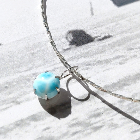 ♡Earth larimar necklace All silver925♡超トップクオリティラリマー 1枚目の画像