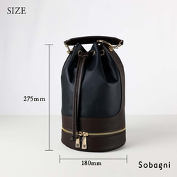 ★エシカルレザーSobagni（ソバニ） ★スタイリッシュな大人バッグ★bucket bag★ブラック 5枚目の画像