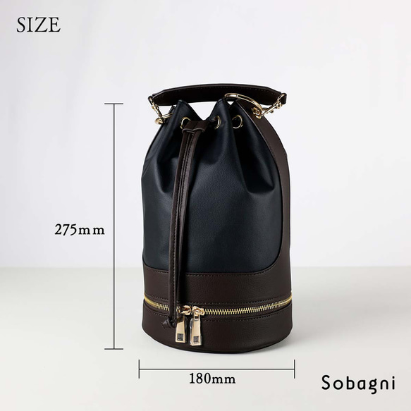 ★エシカルレザーSobagni（ソバニ） ★スタイリッシュな大人バッグ★bucket bag★ホワイト 5枚目の画像