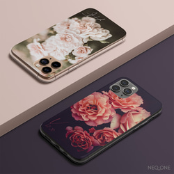 多機種対応 名入れ【アンティーク ローズ 名入れケース】花 ボタニカル スマホケース iPhone Android 4枚目の画像