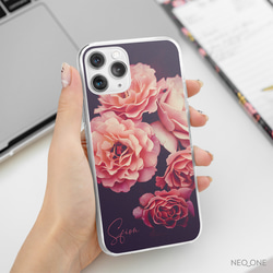 多機種対応 名入れ【アンティーク ローズ 名入れケース】花 ボタニカル スマホケース iPhone Android 5枚目の画像