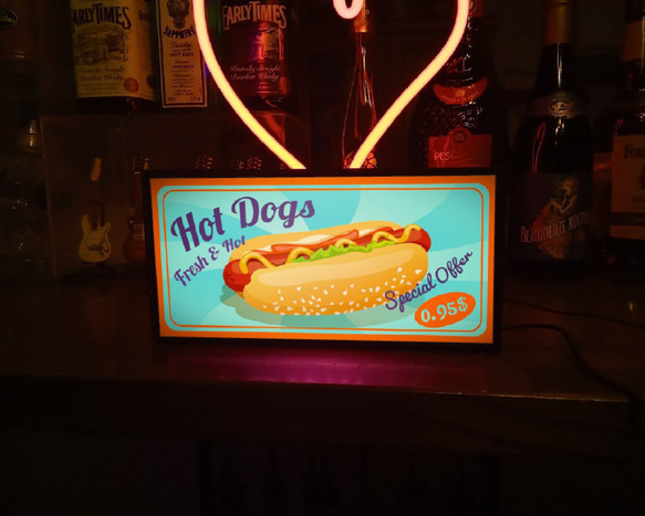 ホットドッグ サンドイッチ ハンバーガー アメリカン雑貨 ミニチュア サイン ランプ 看板 置物 雑貨 ライトBOX 5枚目の画像