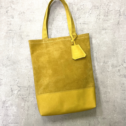 イエロー スエード バックパック カラーオーダー可】ピッグスエードのトートバッグ イエロー トート