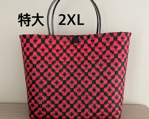 レトロポップ プラカゴ 花柄 レッドxオレンジ 2XL 特大サイズ