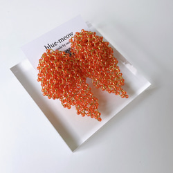 ＊再販＊    B    つぶつぶ　ビーズ　シャワー　ピアス　イヤリング　／    クリアオレンジ 3枚目の画像