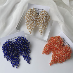 ＊再販＊    B    つぶつぶ　ビーズ　シャワー　ピアス　イヤリング　／    クリアオレンジ 4枚目の画像