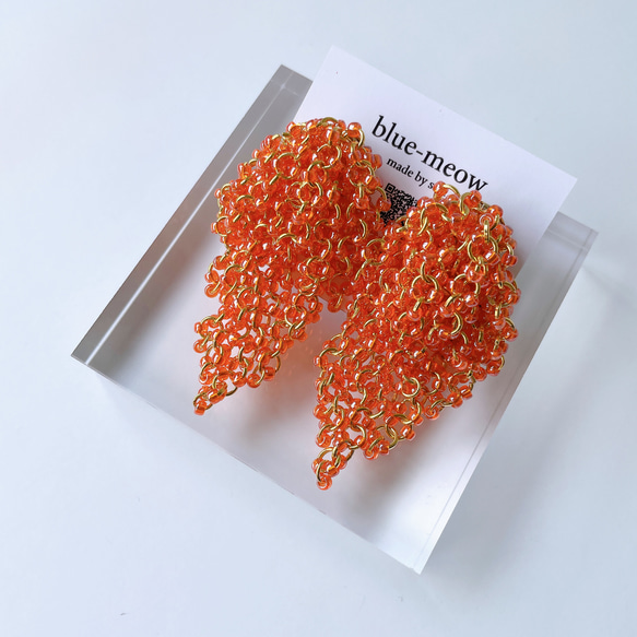 ＊再販＊    B    つぶつぶ　ビーズ　シャワー　ピアス　イヤリング　／    クリアオレンジ 2枚目の画像