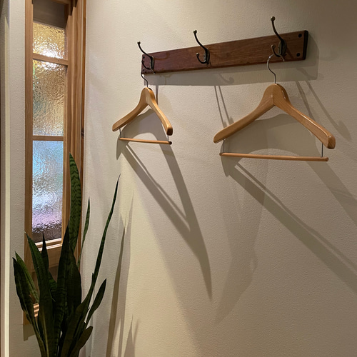 アンティーク古材の3連壁掛けフック（希少チーク無垢古材） 壁掛け