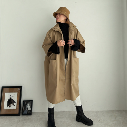 MELUMO ハイネックコート ハイネックロングコート(チャコールグレー) コート MELUMO 通販