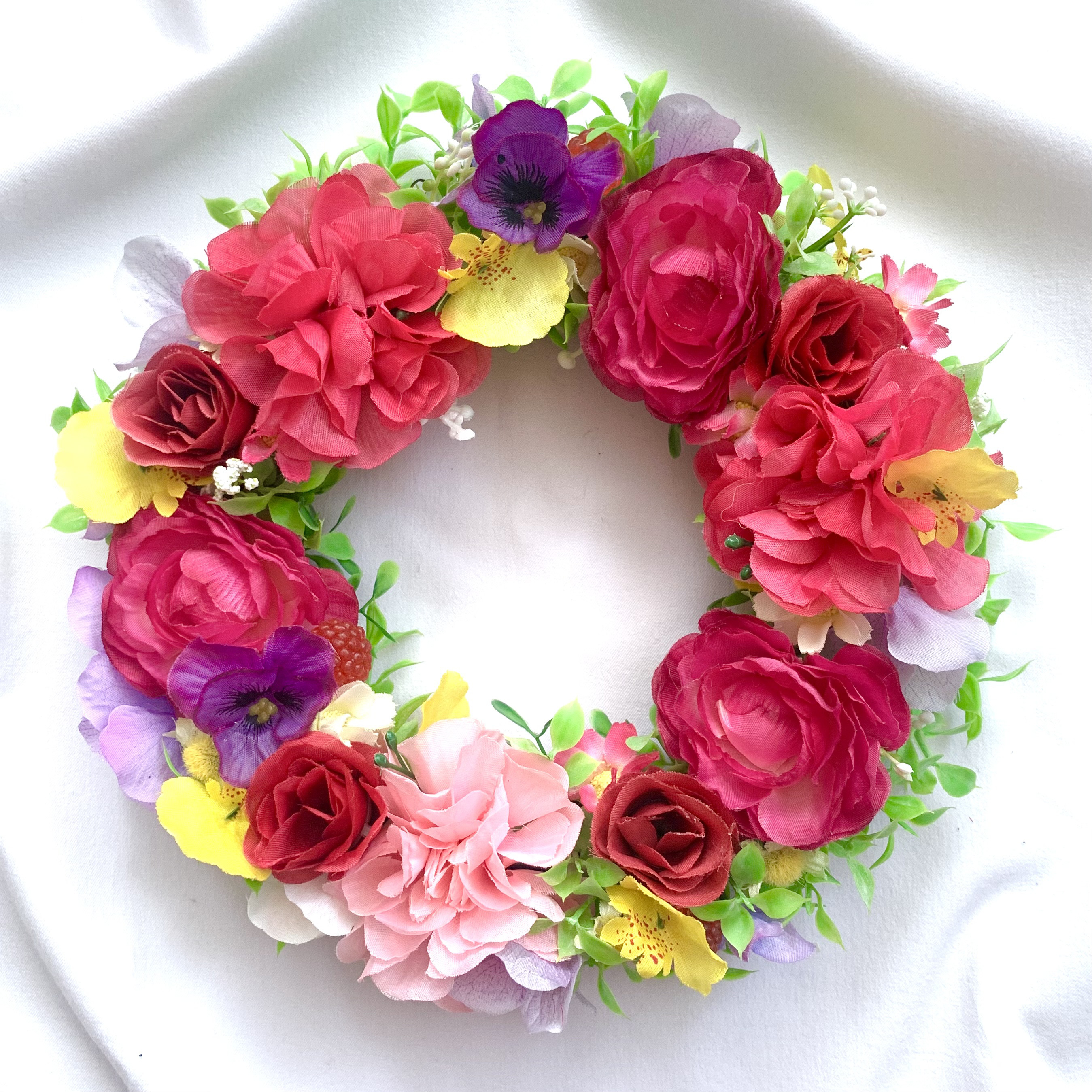 SALE】春のフラワーリース ラナンキュラス アーティフィシャルフラワー  