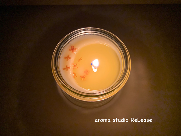 アロマキャンドル　金木犀の香り　天然素材　ソイワックス　WECK  夜を愉しむ　自分時間に 3枚目の画像