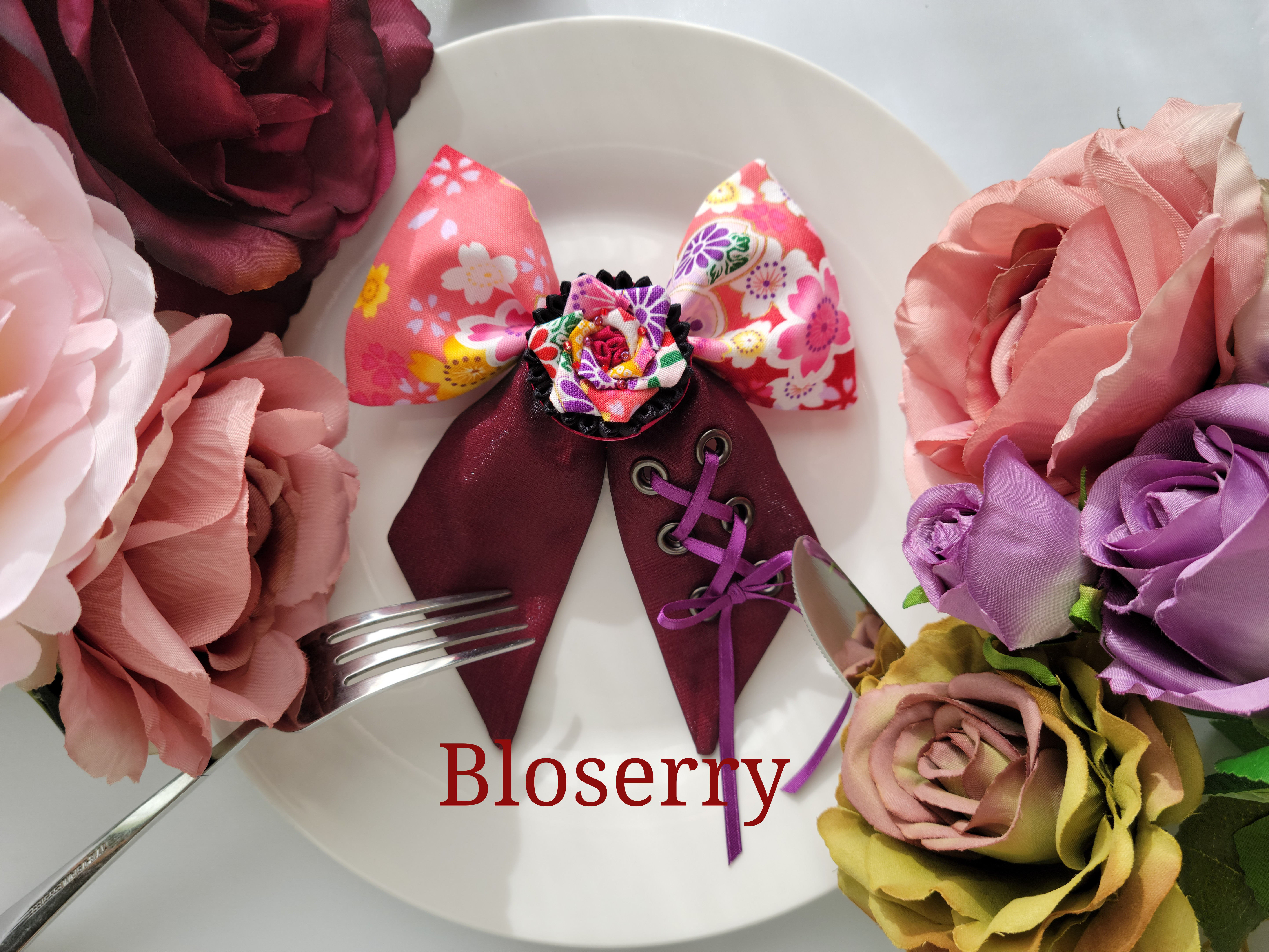 ピンク和柄のタルトリボン　片編み　クリップ　横 6,916円