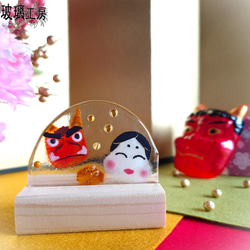 再販】節分 豆まき 鬼 お福 お多福 2月 半円 インテリア フュージング