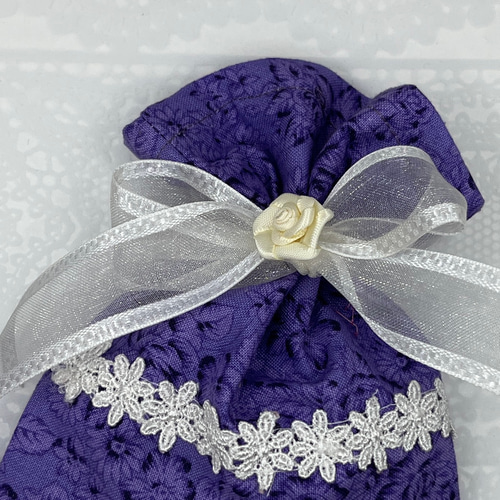 2311-32 手のひら巾着サシェ 香り袋 ミモザ ライトグレー ラベンダー 2311-32 手のひら巾着サシェ 香り袋 ミモザ ライトグレー ラベンダー