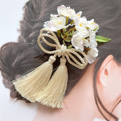 【H192】桜　髪飾り　ヘッドパーツ　ヘアピン　受注制作　ウェディング　成人式　前撮り　七五三　発表会　和装　袴　卒業式 11枚目の画像