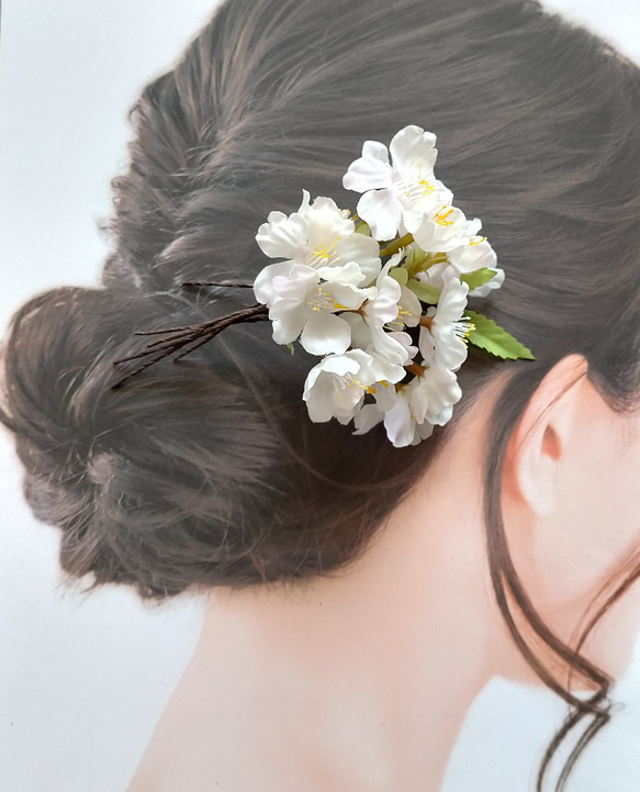 【H192】桜　髪飾り　ヘッドパーツ　ヘアピン　受注制作　ウェディング　成人式　前撮り　七五三　発表会　和装　袴　卒業式 4枚目の画像