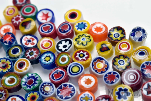 送料無料**ミリフィオリ 約15g 不透明系約●5-6●mm   (10539-421b )ミリフィオリ 素材 4枚目の画像