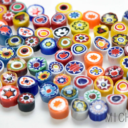 送料無料**ミリフィオリ 約15g 不透明系約●5-6●mm   (10539-421b )ミリフィオリ 素材 3枚目の画像