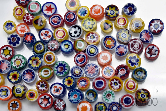 送料無料**ミリフィオリ 約15g 不透明系約●5-6●mm   (10539-421b )ミリフィオリ 素材 2枚目の画像