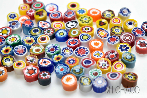 送料無料**ミリフィオリ 約15g 不透明系約●5-6●mm   (10539-421b )ミリフィオリ 素材 5枚目の画像