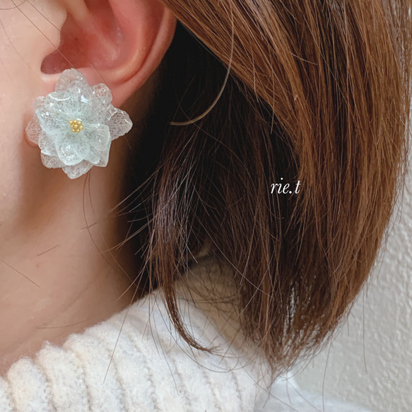 【rie.t】氷の花　イヤリング/ピアス 1枚目の画像