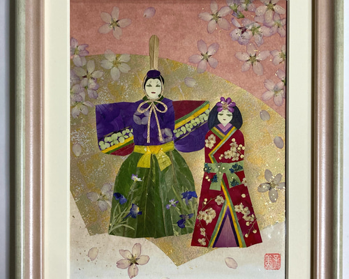 古布押絵タペストリー【桜花親王】 『くろちく』 手しごと屋 彦兵衛