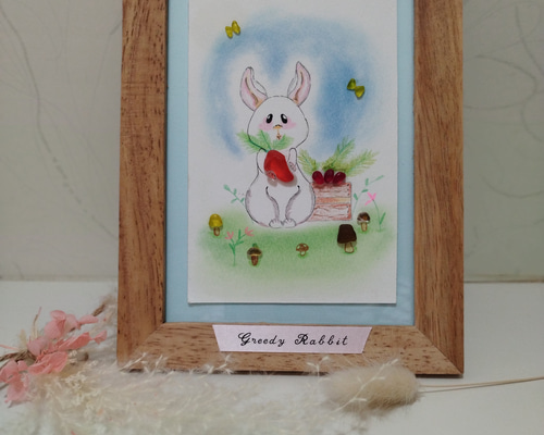 欲張りなうさぎ【Greedy Labbit】 シーグラスアート その他インテリア