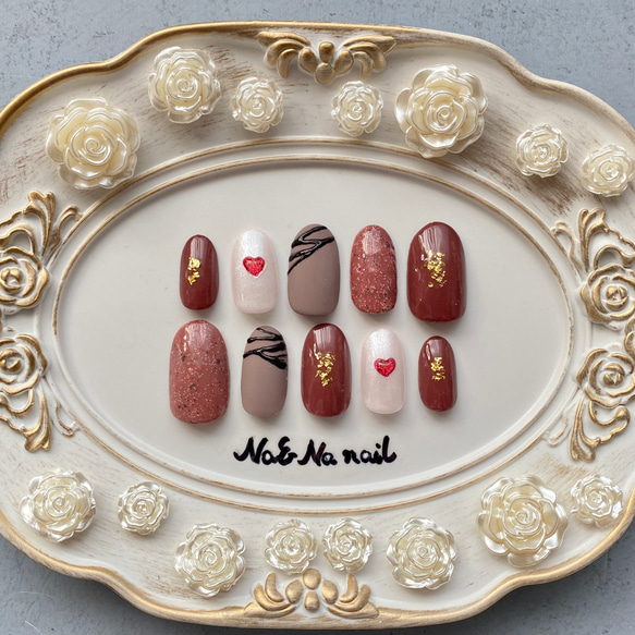 バレンタイン　チョコネイル チョコレート ショコラ ネイルチップ 付け爪 ネイルアート 2枚目の画像