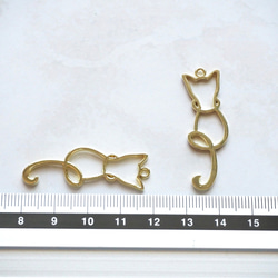 3個 レジン枠 14×35mm ゴールド 猫 ネコ 空枠 レジン アクセサリーパーツ ハンドメイド  【M227】 3枚目の画像
