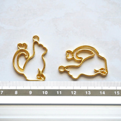 3個 レジン枠 24×35mm ゴールド 猫 ネコ 空枠 レジン アクセサリーパーツ ハンドメイド  【M237】 3枚目の画像